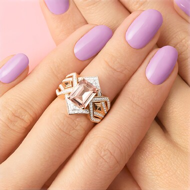 14K AAA Morganite Gold Ring (SUHANA)