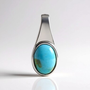 Pendentif en argent et Turquoise bleue de Mohavie