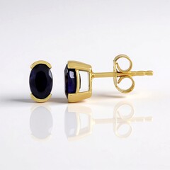 Orecchini in argento con Zaffiro Blu del Madagascar