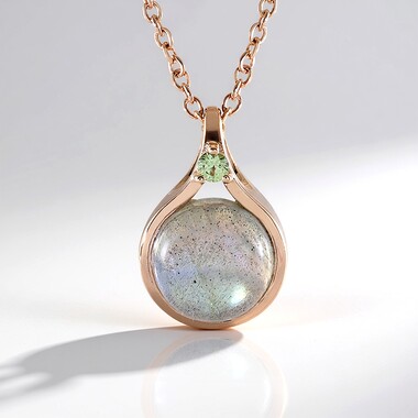 Collana in argento con Labradorite Verde Maniry (KM by Juwelo)