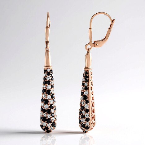 Boucles d'oreilles en argent et Spinelle noir (KM by Juwelo)