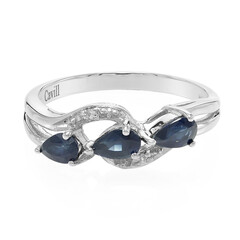 Zilveren ring met blauwe Birmese saffieren