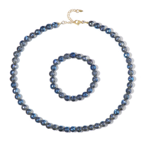 Blauer Mystik-Quarz-Silberset