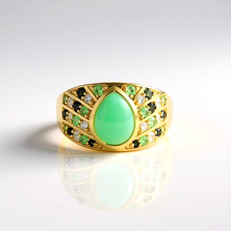 Anello in argento con Crisoprasio (KM by Juwelo)