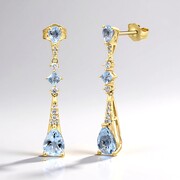 10K AAA Brazilian Aquamarine Gold Earrings