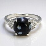 Anello in argento con Ossidiana Fiocco di Neve