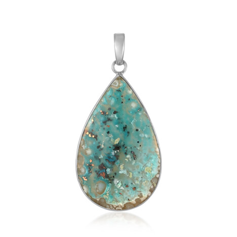 Zilveren hanger met een Venus chalcedoon (Bali Barong)