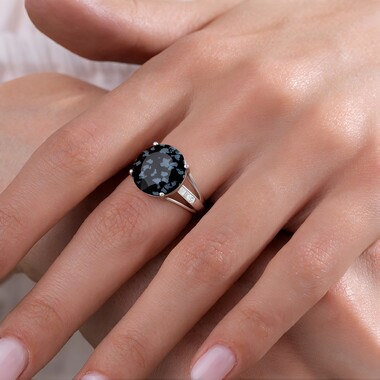 Schneeflocken-Obsidian-Silberring