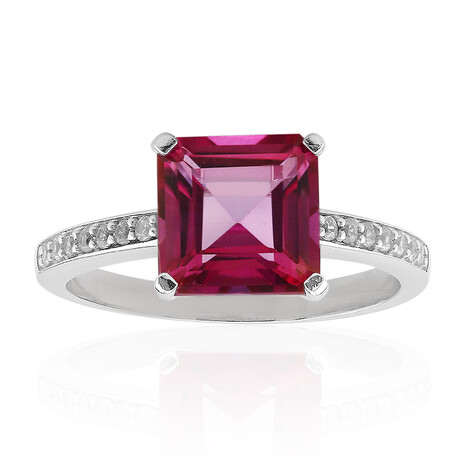 Pinkfarbener Topas-Silberring