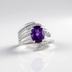 Anello in argento con Ametista Siberiana (de Melo Essence)