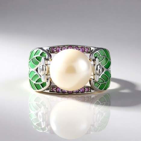 Anello in argento con Perla d'Acqua Dolce Bianca (Adela Silber)