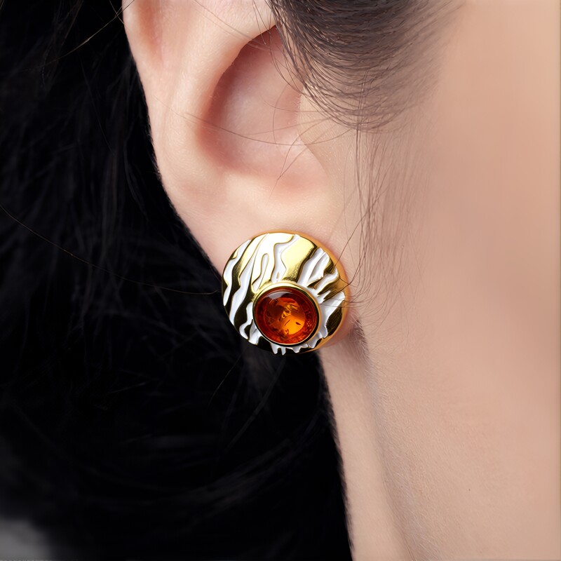 Baltischer Cognac-Bernstein-Silberohrringe (dagen)