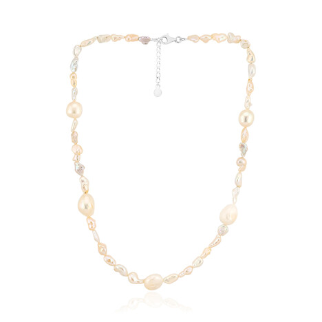 Zilveren halsketting met Witte zoetwater kweekparels (TPC)