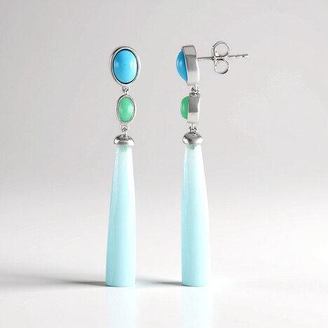 Orecchini in argento con Calcedonio Acqua (KM by Juwelo)