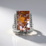 Anello in argento con Legno di Palma Pietrificato (Bali Barong)