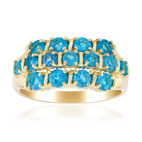Anillo en oro con Apatita azul neón de Goias
