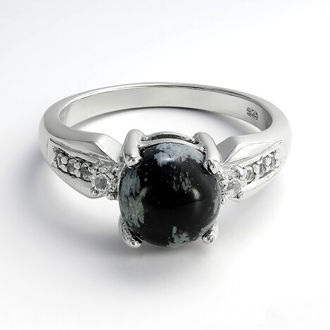 Anello in argento con Ossidiana Fiocco di Neve