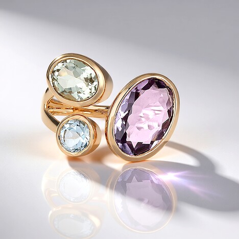 Anello in oro con Ametista Rose de France (KM by Juwelo)