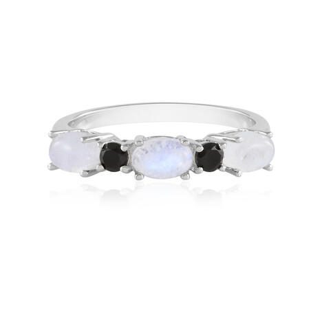 Zilveren ring met regenboog maanstenen