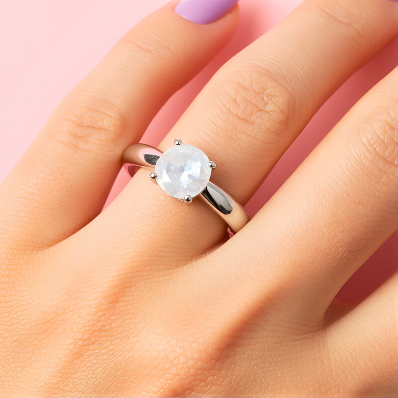 Regenbogen-Mondstein-Silberring