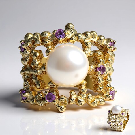Anello in argento con Perla d'Acqua Dolce Bianca (TPC)