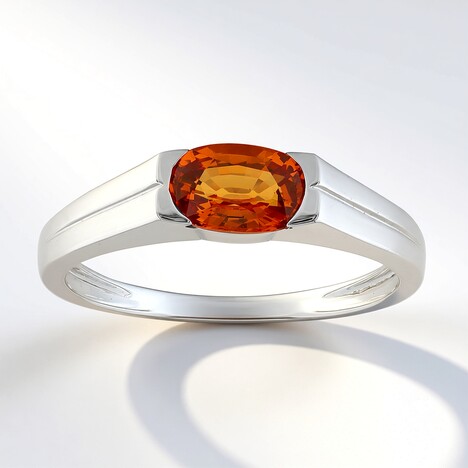 Anello da uomo in oro con Zaffiro Arancione Ban Ka Cha