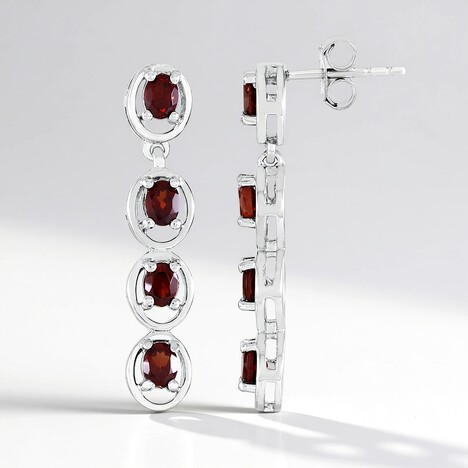 Boucles d'oreilles en argent et Grenat du Mozambique