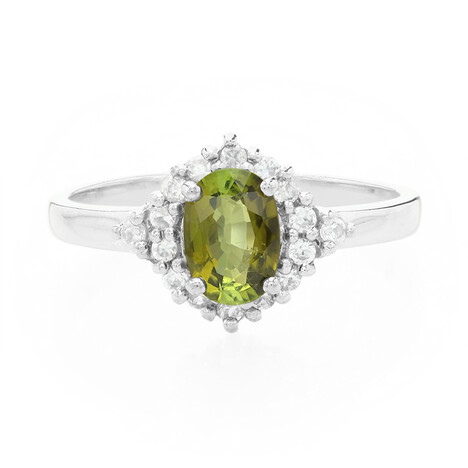 Anillo en plata con Turmalina cuprífera