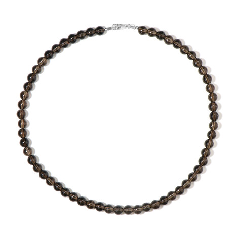 Zilveren halsketting met rookkwartskristallen