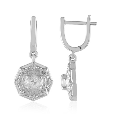 Zilveren oorbellen met witte saffieren