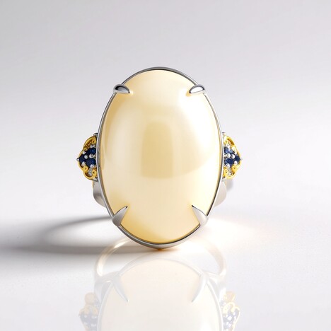 Anello in argento con Perla Mabe Bianca (Gems en Vogue)