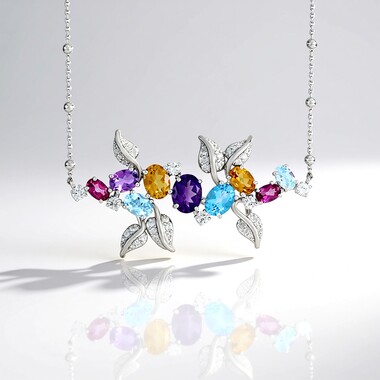Naszyjnik ze srebra rodowanego - Topaz niebieski Swiss Blue (Dallas Prince Designs)
