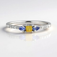 Bague en argent et Saphir bleu de Ceylan