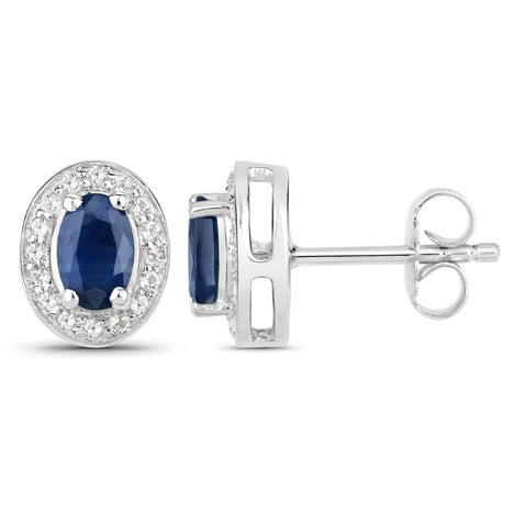 Blauer Saphir-Silberohrringe