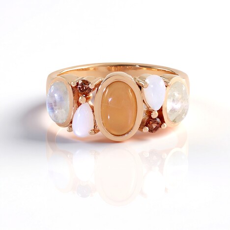 Anello in argento con Pietra di Luna Pesca (KM by Juwelo)