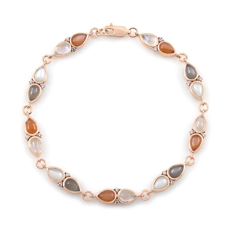Zilveren armband met witte maanstenen (KM by Juwelo)