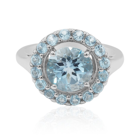Zilveren ring met een hemel-blauwe topaas