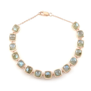 Zilveren armband met Groene Minary Labradorieten (KM by Juwelo)