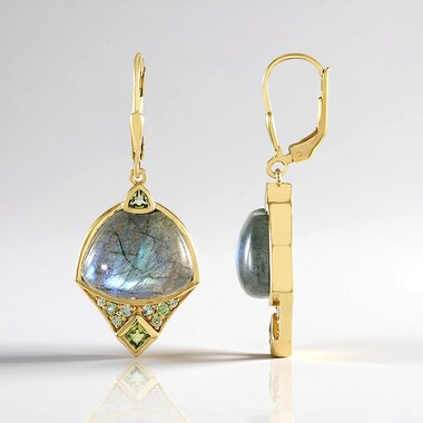 Orecchini in argento con Labradorite Verde Maniry (KM by Juwelo)