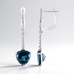 Boucles d'oreilles en argent et Topaze bleu de Londres (de Melo Essence)