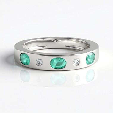 Colombian Emerald Silver Ring