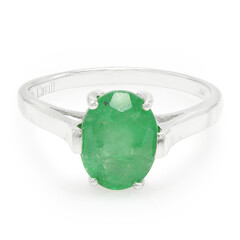 Anello placcato in platino con Smeraldo Bahia