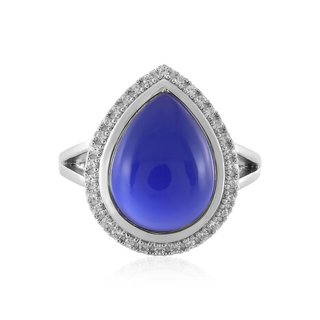 Anello in argento con Calcedonio Blu