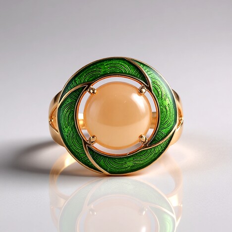 Anello in argento con Pietra di Luna Pesca (Adela Silber)