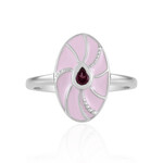 Zilveren ring met een rhodliet (MONOSONO COLLECTION)
