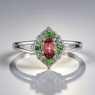Anillo en plata con Turmalina rosa de Nigeria