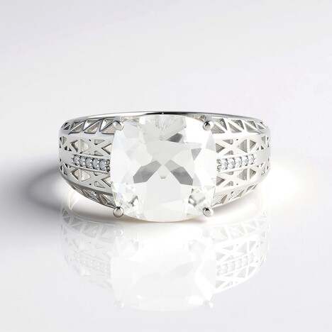 Anello in argento con Quarzo Bianco (Ornaments by de Melo)