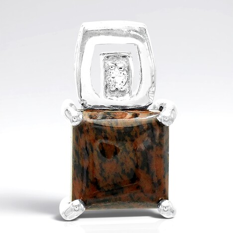 Pendentif en argent et Obsidienne acajou