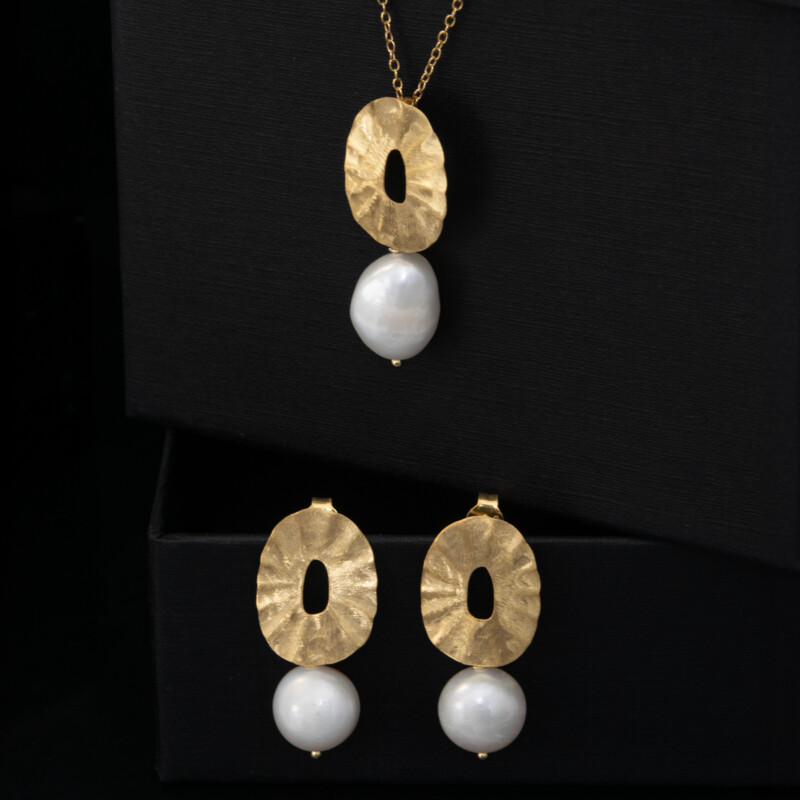 Weiße Süßwasserzuchtperlen-Silberhalskette (Joias do Paraíso)