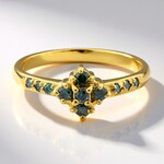 Anello placcato in oro con Diamante Fancy